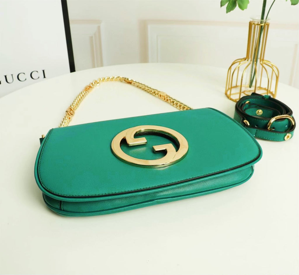 Gucci Blondie Shoulder Bag (Teal / Emerald Green Suede)