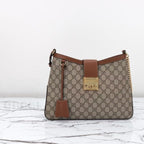Gucci Padlock GG Small Shoulder Bag (Beige/Ebony with Brown Trim)