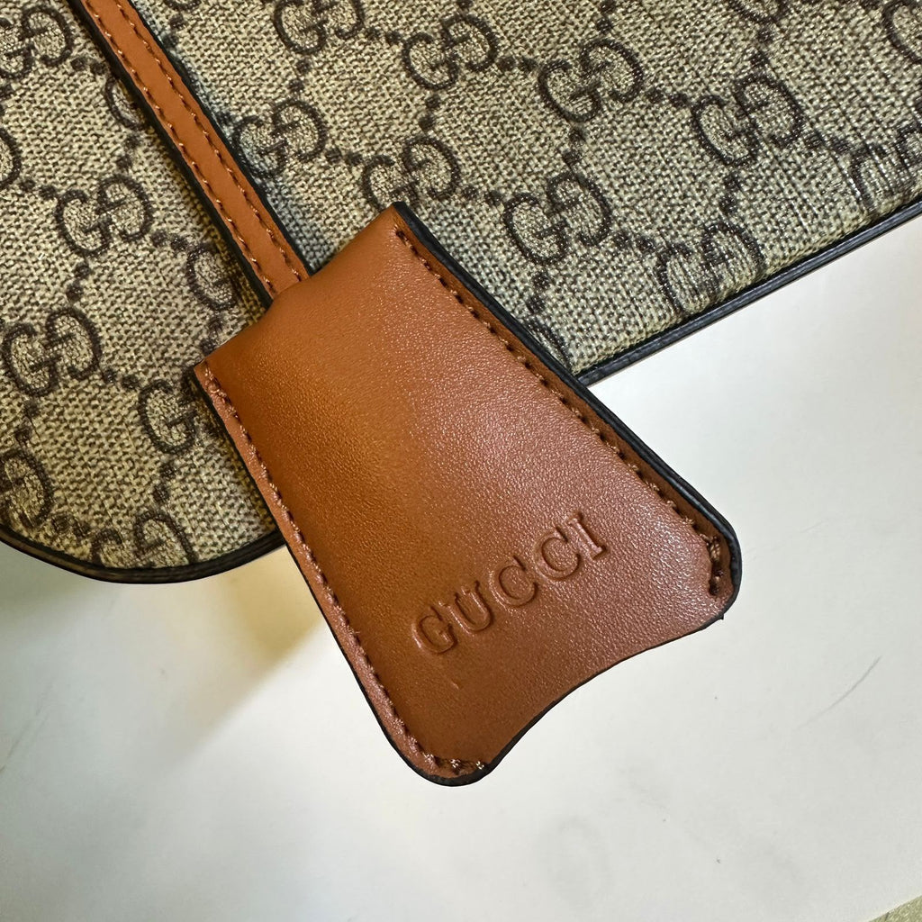 Gucci Padlock GG Small Shoulder Bag (Beige/Ebony with Brown Trim)