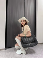 Chanel Large Classic Flap Bag (Grey Quilted Denim)