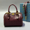 Tory Burch T Monogram Leather Mini Barrel Bag (Plum / Burgundy)