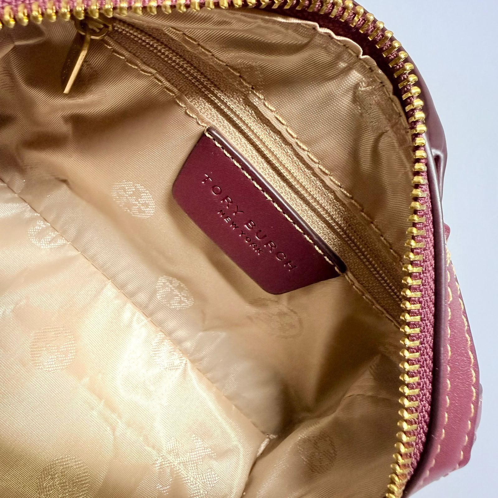 Tory Burch T Monogram Leather Mini Barrel Bag (Plum / Burgundy)