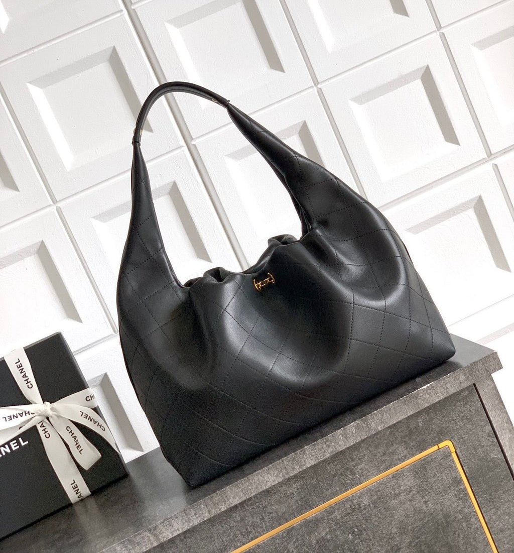 Chanel Maxi Hobo Bag (Black Leather)