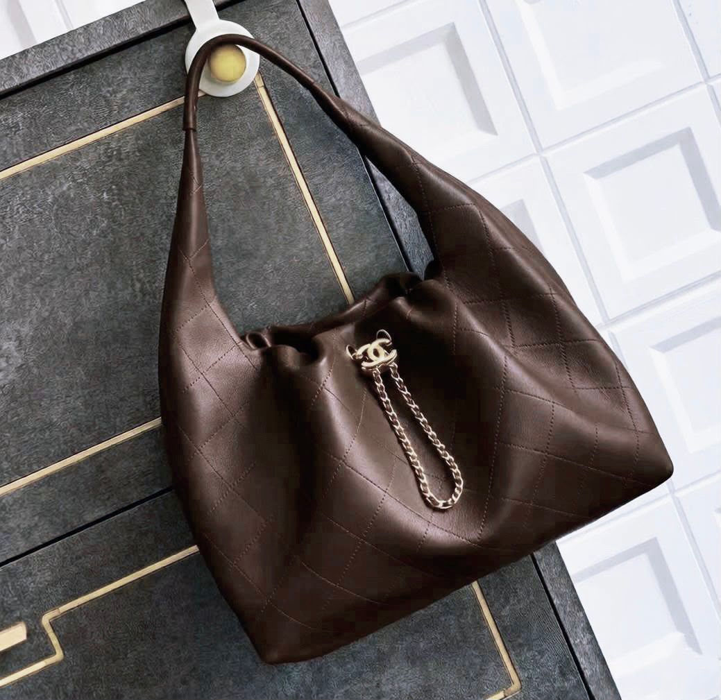 Chanel Maxi Hobo Bag (Dark Brown Leather)