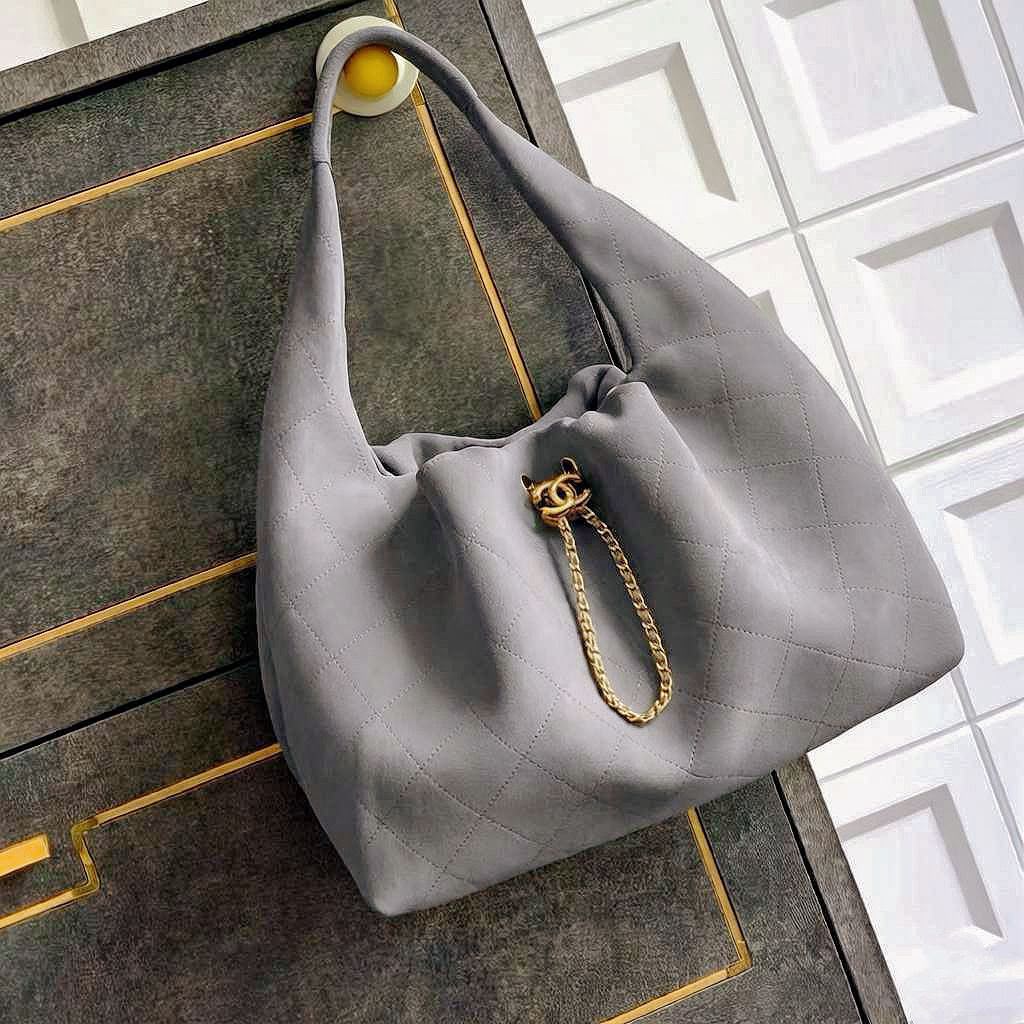 Chanel Maxi Hobo Bag (Grey / Light Grey)