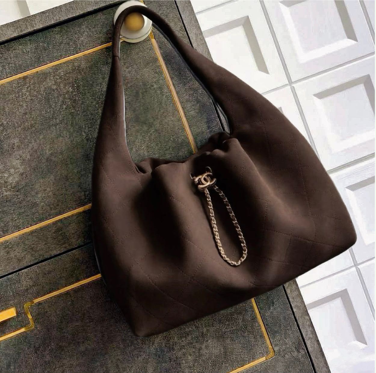Chanel Maxi Hobo Bag (Dark Brown / Gold Hardware)
