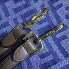 Fendi Baguette Medium FF Jacquard Bag (Blue Denim / Brown Trim)