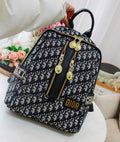 Dior Mini Monogram Vertical-Zip Backpack (Black/Grey with Yellow Detail)