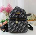 Dior Mini Monogram Top-Logo Backpack (Black/Grey with Yellow Detail)