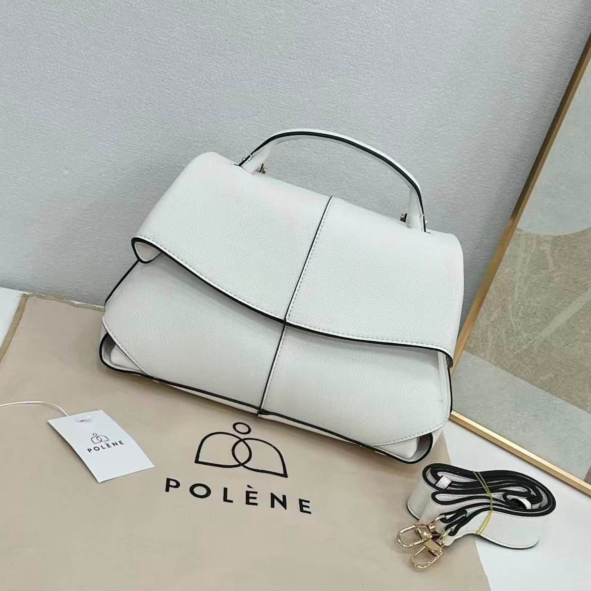 Polène Numéro Un Top Handle Bag (White / Chalk)