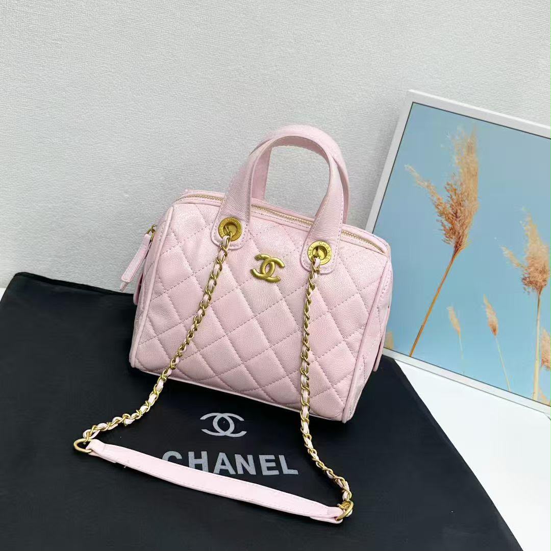 Chanel Quilted Bowling Bag with Chain Strap (Light Pink / Sakura Pink)