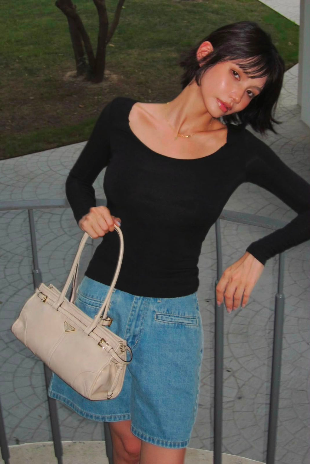 Prada Antique Nappa Leather Shoulder Bag (White / Off-White)