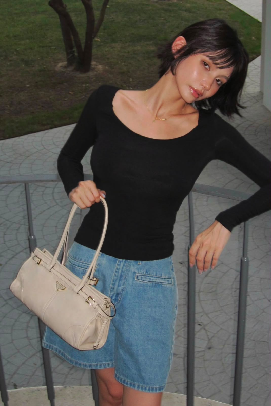 Prada Antique Nappa Leather Shoulder Bag (White / Off-White)