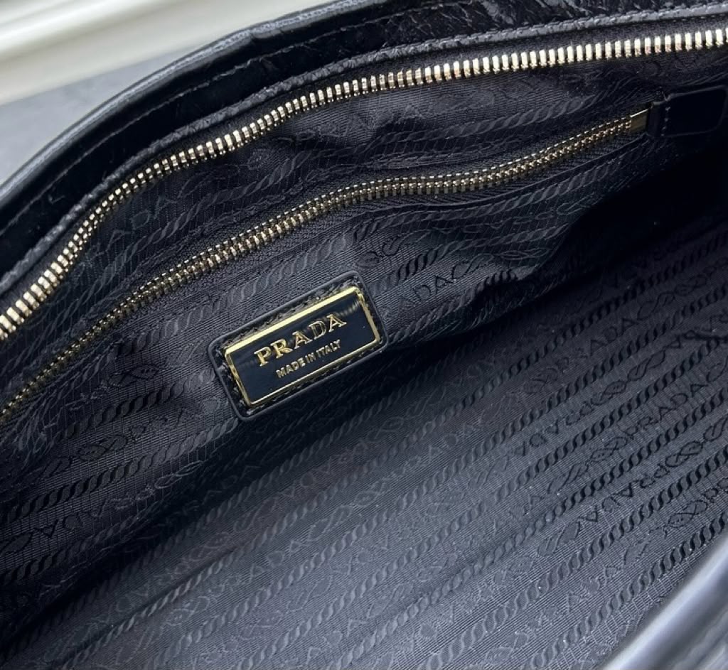 Prada Antique Nappa Leather Shoulder Bag (Black)