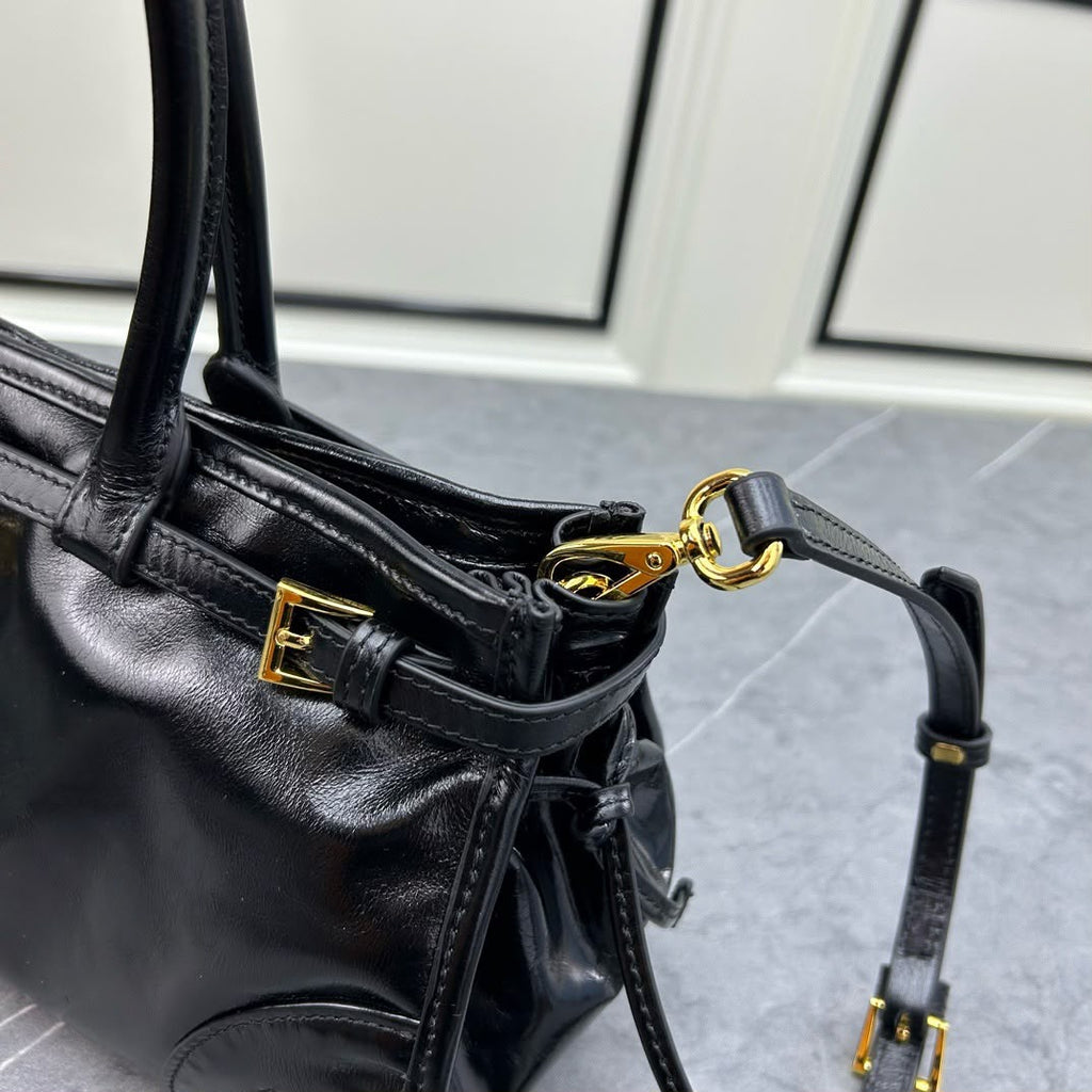 Prada Antique Nappa Leather Shoulder Bag (Black)