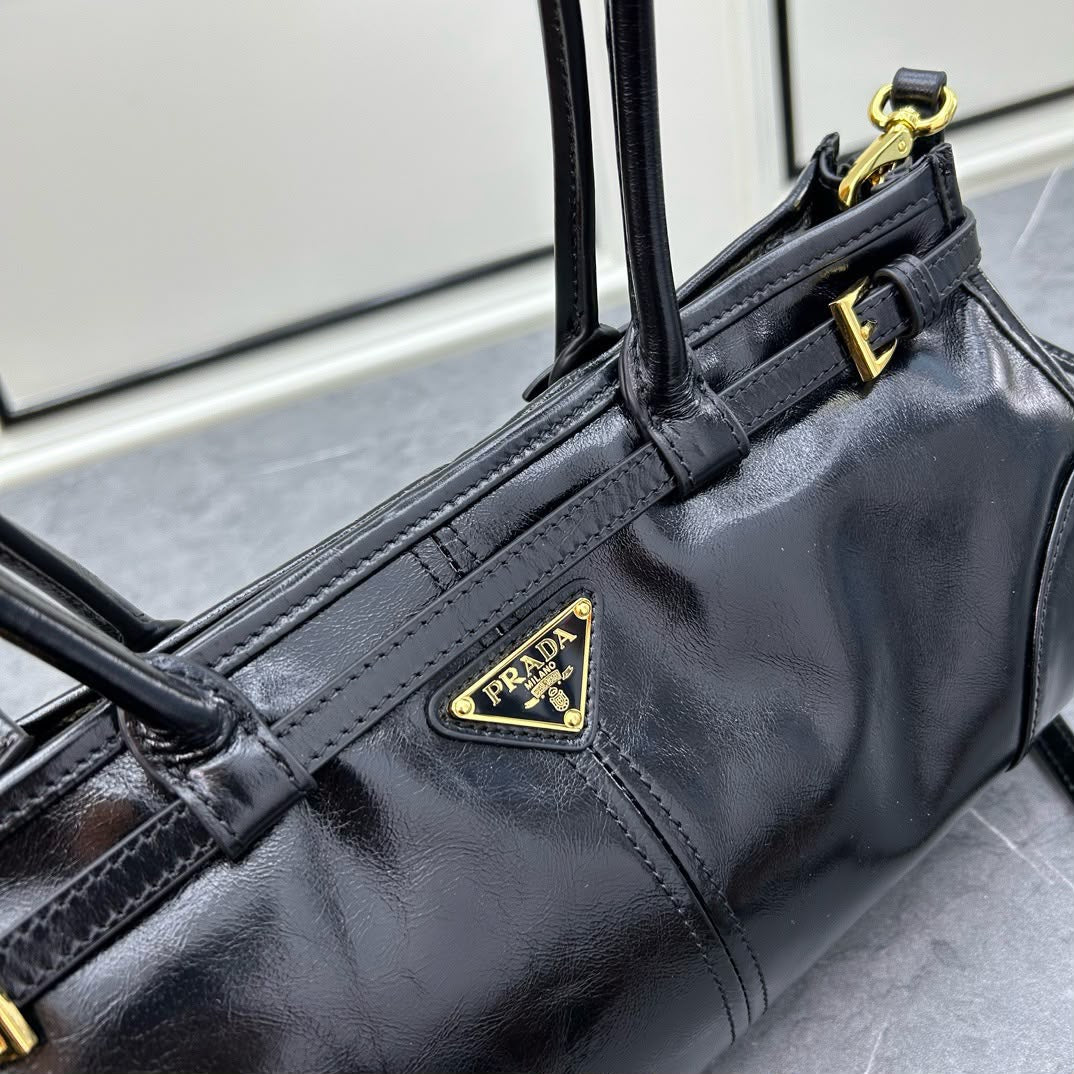 Prada Antique Nappa Leather Shoulder Bag (Black)