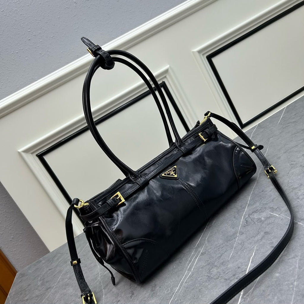 Prada Antique Nappa Leather Shoulder Bag (Black)