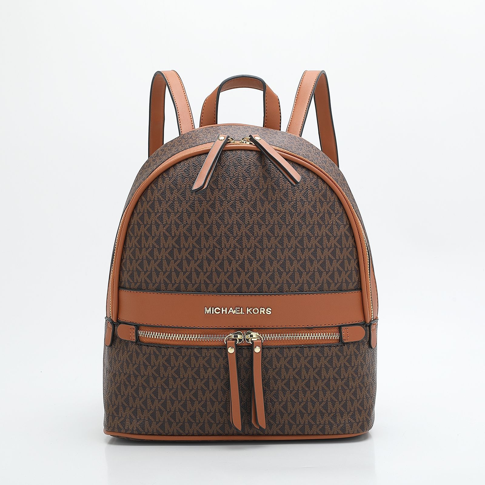 Michael Kors Abbey Medium Signature Logo Backpack (Brown / Acorn)