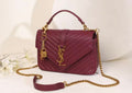 Saint Laurent Medium College Monogram Bag (Burgundy / Bordeaux)