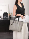 Prada Symbole Embroidered Fabric Tote Bag (Black / Beige)