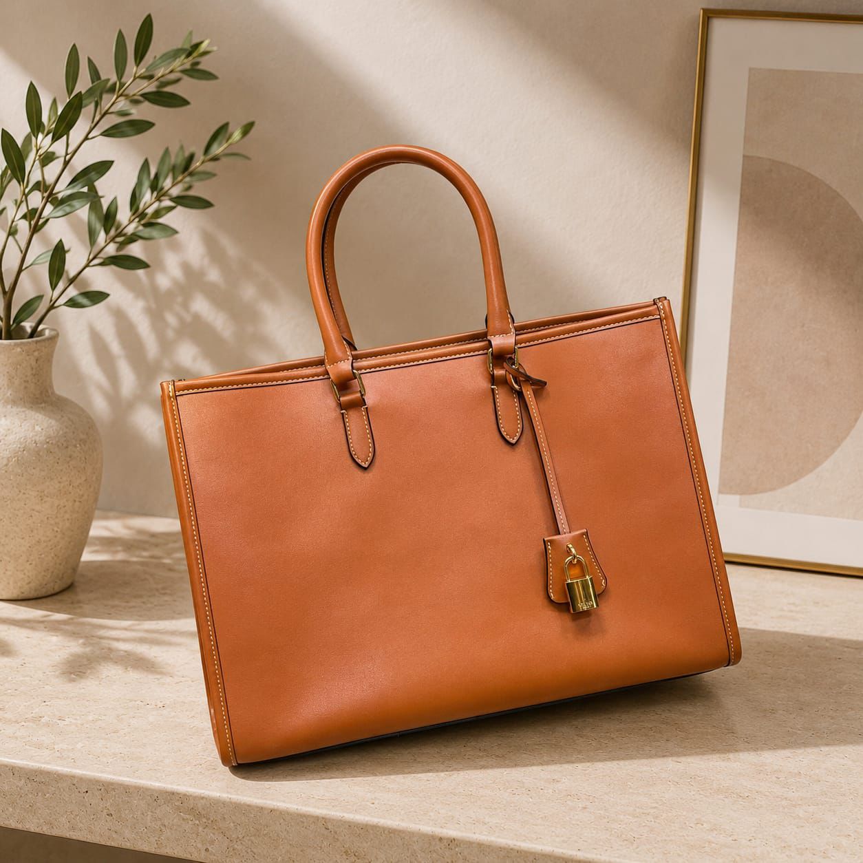 Celine Horizontal Cabas in Smooth Calfskin (Tan)