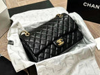 Chanel Lambskin Classic Double Flap Bag (Black with Gold Hardware)