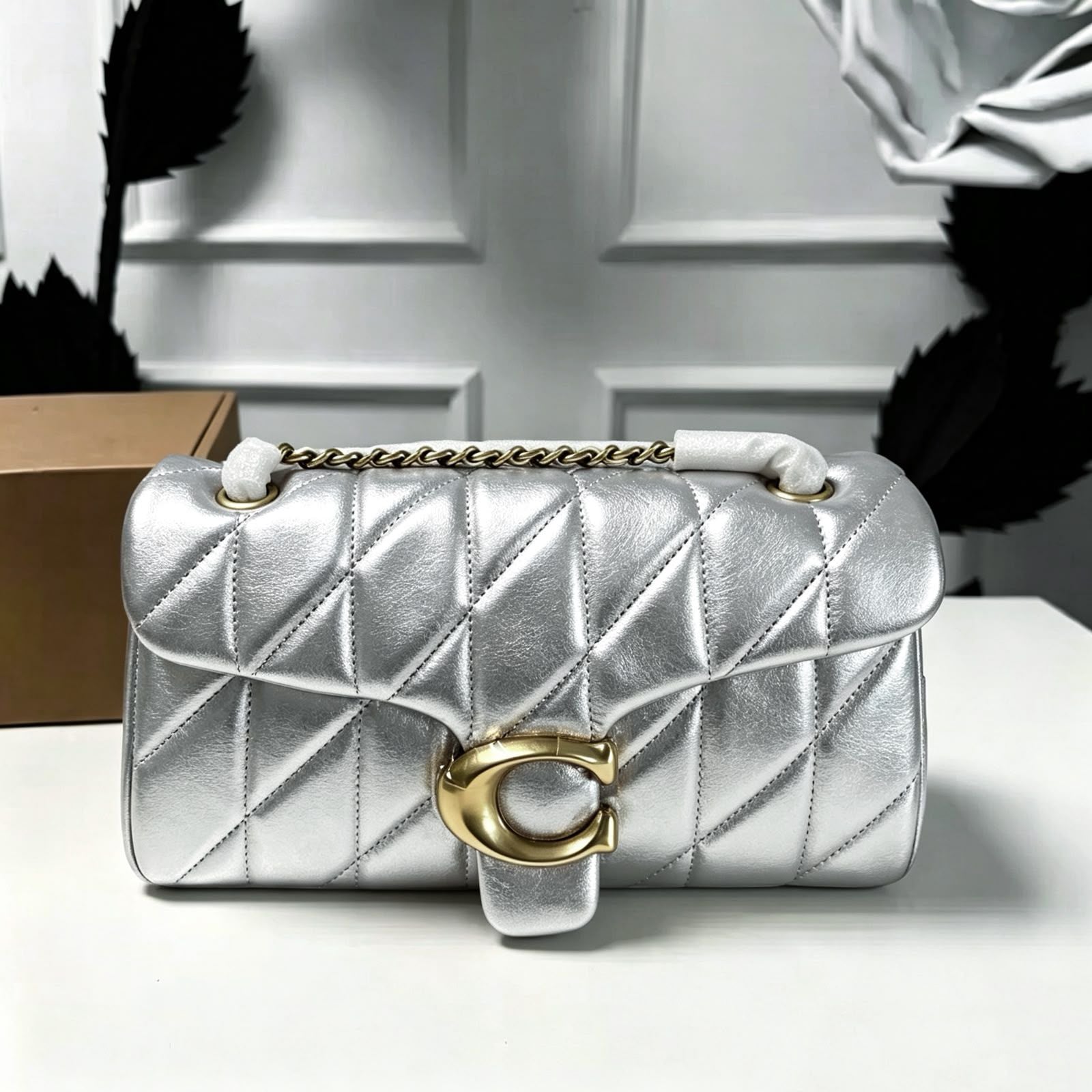 Coach Pillow Madison Quilted Shoulder Bag (Metallic Silver)