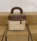 Coach Trail Vanity Case in Signature Canvas (Light Khaki / Dark Brown)