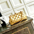 Chanel Quilted Pearl Frame Clutch on Chain (Metallic Gold)