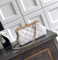 Chanel Quilted Pearl Frame Clutch on Chain (White)