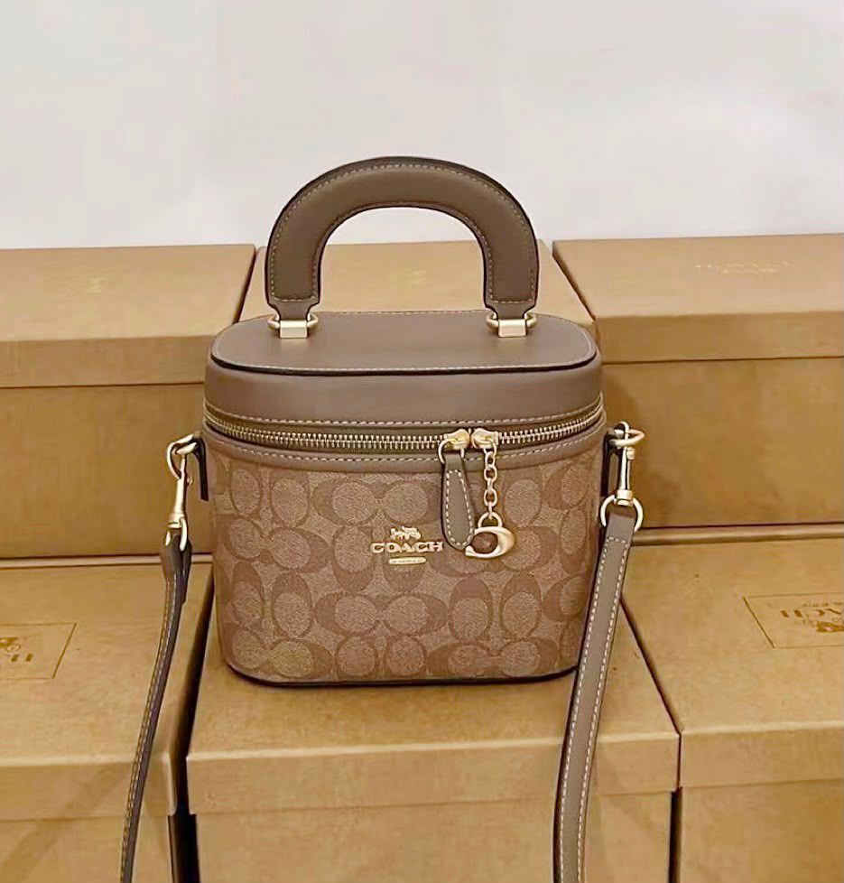 Coach Trail Vanity Case in Signature Canvas (Taupe / Beechwood)