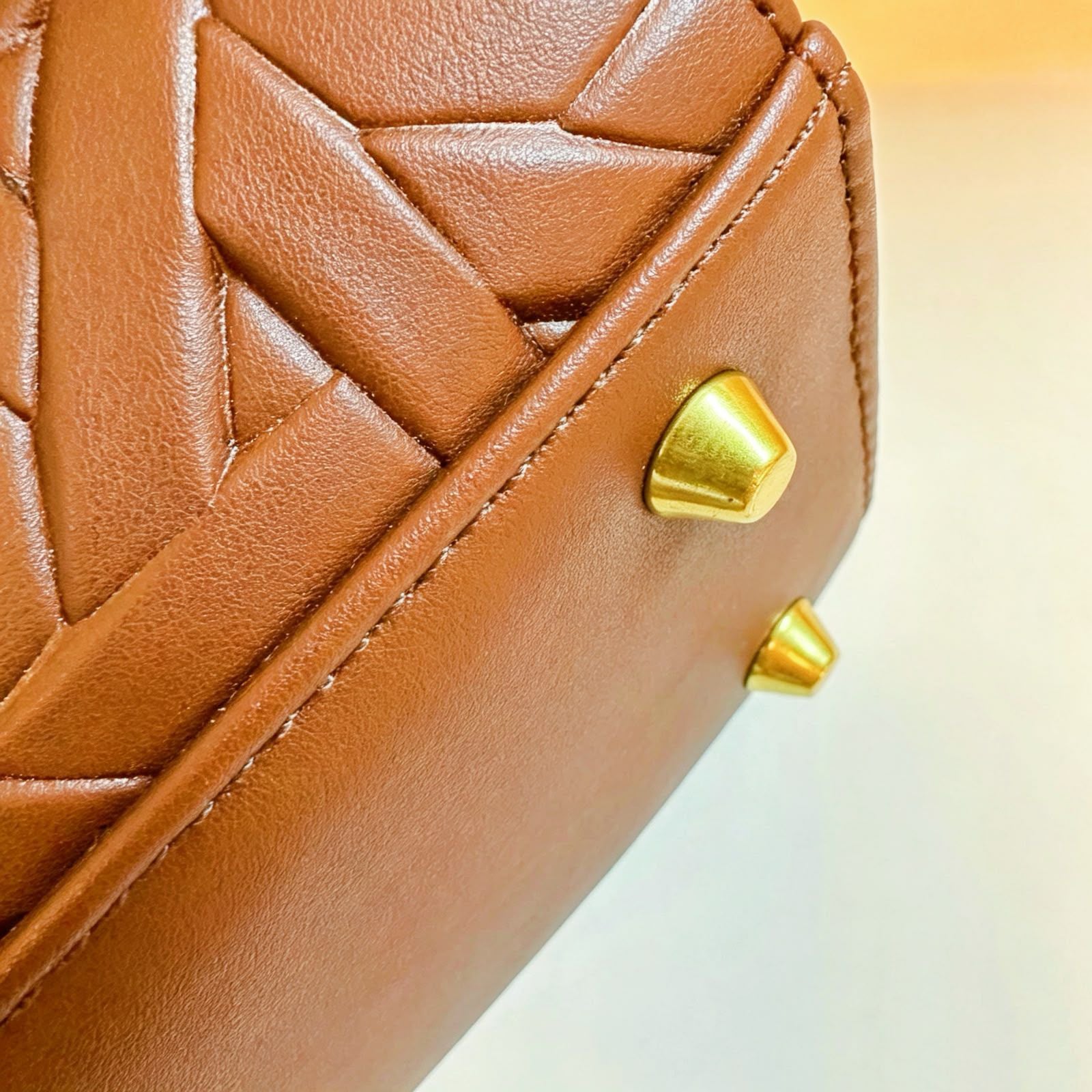 Lady Dior Cannage Leather Top Handle Bag (Cognac / Tan)