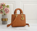 Lady Dior Cannage Leather Top Handle Bag (Cognac / Tan)
