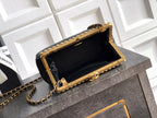 Chanel Quilted Pearl Frame Clutch on Chain (Black)