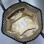 Prada Symbole Embroidered Fabric Tote Bag (Black / Beige)