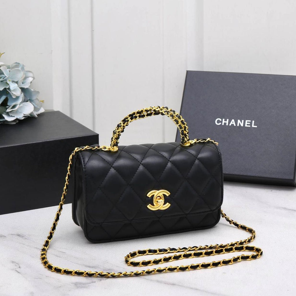 Chanel Mini Flap Bag with Chain Top Handle (Black)