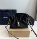 Saint Laurent Small Sade Puffer Shoulder Bag (Black Suede)