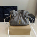 Saint Laurent Small Sade Puffer Shoulder Bag (Grey Leather)