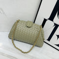 Bottega Veneta Small Intrecciato Leather Chain Shoulder Bag (Sage Green / Light Olive)