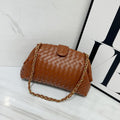 Bottega Veneta Small Intrecciato Leather Chain Shoulder Bag (Cognac / Tan)