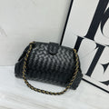 Bottega Veneta Small Intrecciato Leather Chain Shoulder Bag (Black)