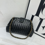 Bottega Veneta Small Intrecciato Leather Chain Shoulder Bag (Black)