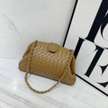 Bottega Veneta Small Intrecciato Leather Chain Shoulder Bag (Camel / Almond)