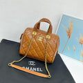 Chanel Quilted Bowling Bag with Chain Strap (Caramel / Light Brown)