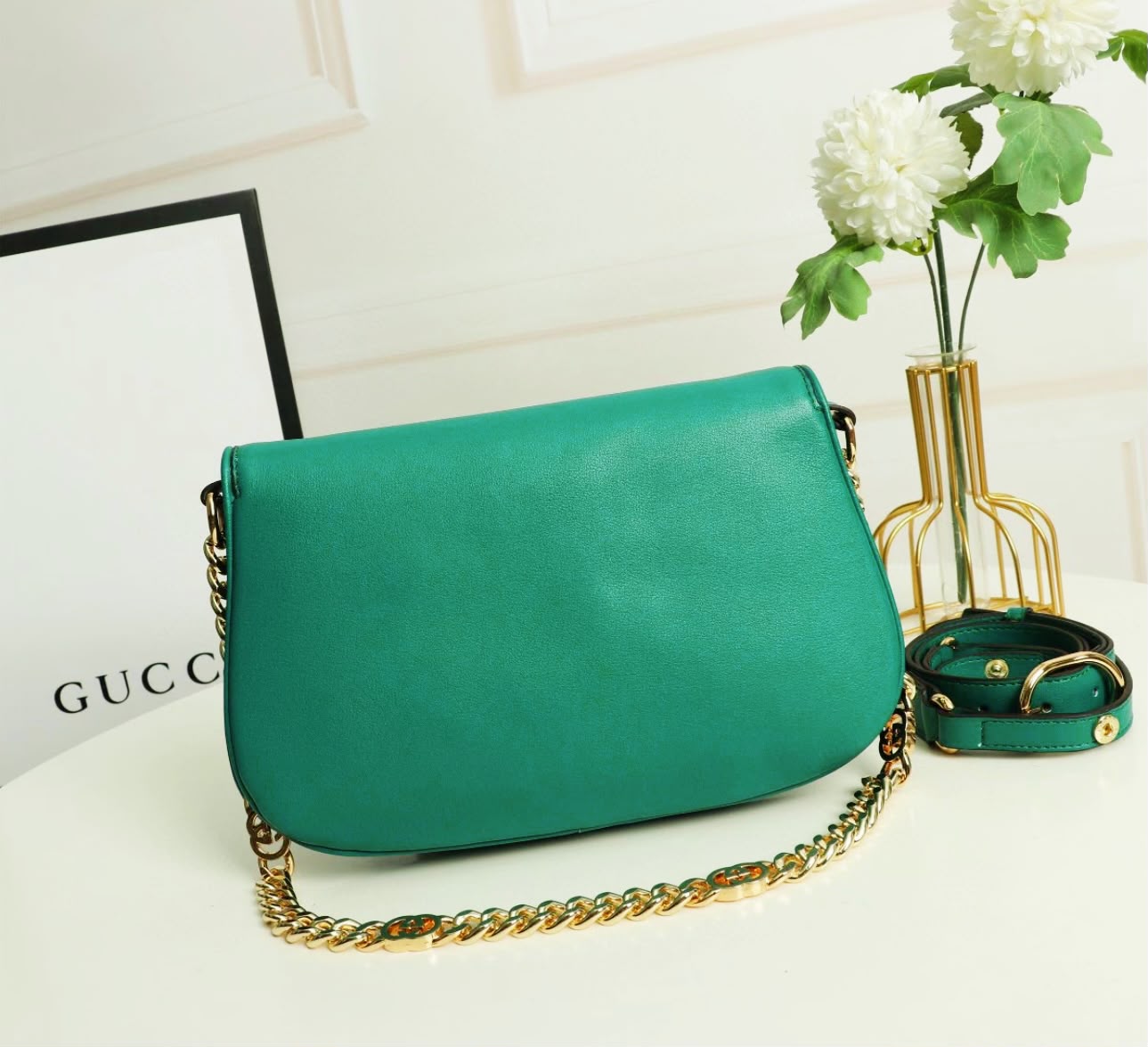 Gucci Blondie Shoulder Bag (Teal / Emerald Green Suede)