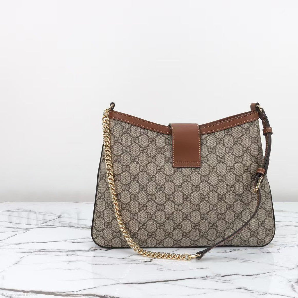 Gucci Padlock GG Small Shoulder Bag (Beige/Ebony with Brown Trim)