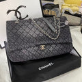 Chanel Large Classic Flap Bag (Grey Quilted Denim)