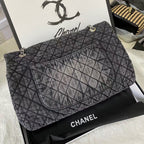 Chanel Large Classic Flap Bag (Grey Quilted Denim)