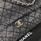 Chanel Large Classic Flap Bag (Grey Quilted Denim)