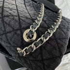 Chanel Large Classic Flap Bag (Grey Quilted Denim)